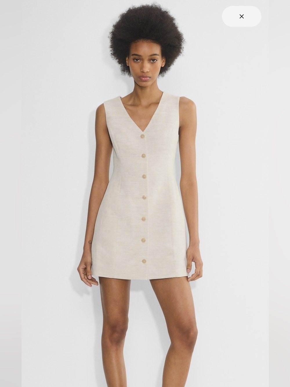 Wilfred Linen-Blend Sleeveless Button-Front Mini Dress in Beige